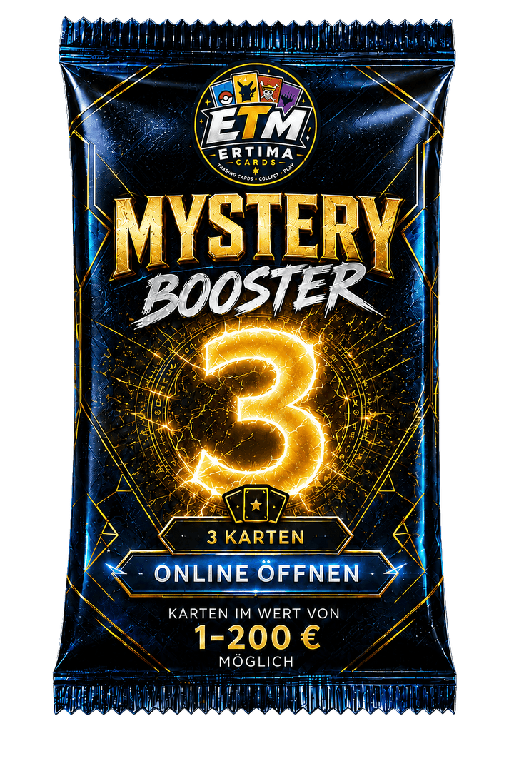ERTIMACARDS Pokémon Mystery Booster – 3 Karten | Online öffnen